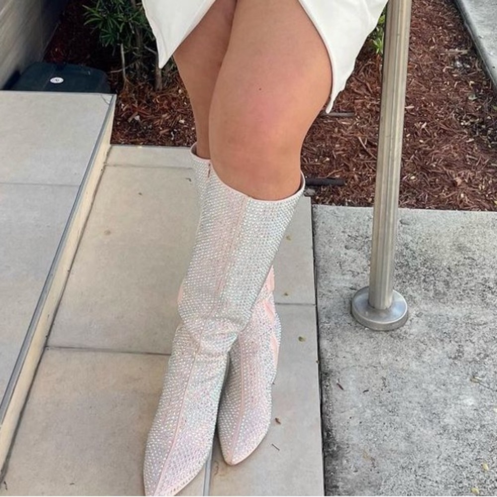 Sparkl fairy couture pink rhinestone thigh high boots